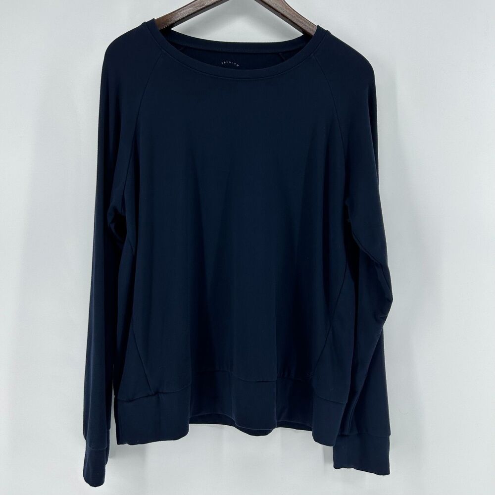 Cozy Earth Crewneck Pullover Sweatshirt Women's L Navy Blue Bamboo Loungewear